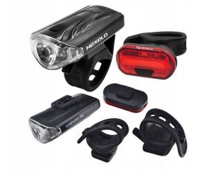 A cheap set of front and rear bicycle lights powered by NEXELO LED batteries