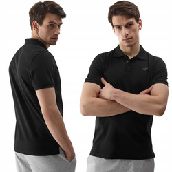 Men's 4F polo shirt, Black cotton polo shirt, size L