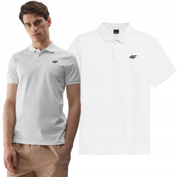 Men's 4F polo shirt, White cotton polo shirt, size XXL