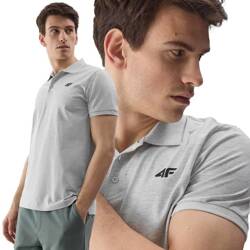 Men's 4F polo shirt, gray cotton polo shirt, size XL