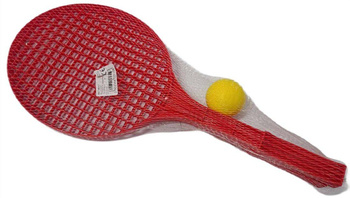 RACKETS WITH FOAM BALL PLASTIC BALLETS FOR TENNIS FLUO BAJA