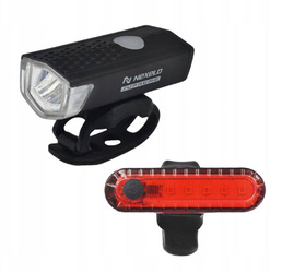 Set of NEXELO supreme LED bicycle lights front and rear USB