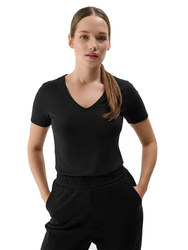 Women's Cotton T-Shirt 4F F1990 with V-Neck