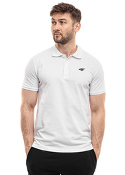 Men's 4F polo shirt, gray cotton polo shirt, size L