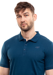 Men's 4F polo shirt, gray cotton polo shirt, size L