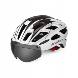 White Adjustable Bicycle Helmet with Visor Madani 57-61 cm