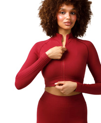 TOP SPORTOWY NA SIŁOWNIĘ LONGSLEEVE ZAPINANY CARPATREE ELITE RED