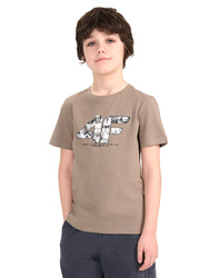 KOSZULKA SPORTOWA BEŻOWY T-SHIRT DZIECIĘCY 4F M2210