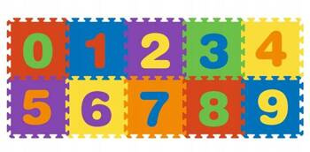 EVA Foam Puzzle Mat with Frame, Numbers, 10 Pieces, 30x30 cm