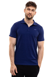 Men's 4F polo shirt, gray cotton polo shirt, size L